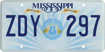 MS license plate ZDY297