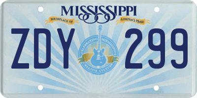 MS license plate ZDY299