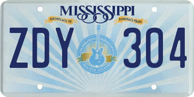 MS license plate ZDY304