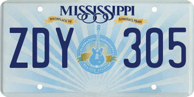 MS license plate ZDY305