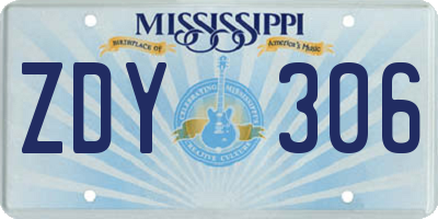 MS license plate ZDY306
