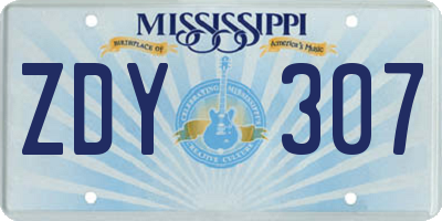 MS license plate ZDY307