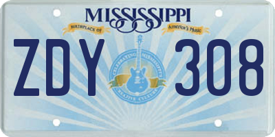 MS license plate ZDY308