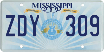 MS license plate ZDY309