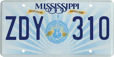 MS license plate ZDY310