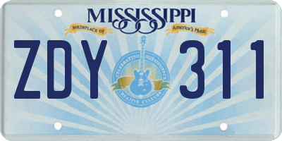 MS license plate ZDY311