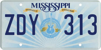 MS license plate ZDY313
