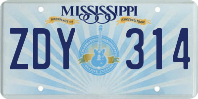 MS license plate ZDY314