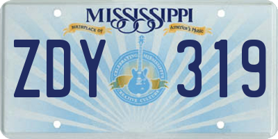 MS license plate ZDY319