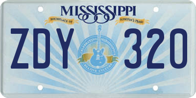 MS license plate ZDY320