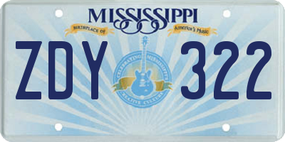 MS license plate ZDY322