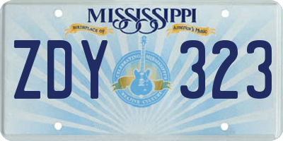 MS license plate ZDY323