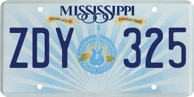 MS license plate ZDY325