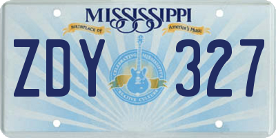 MS license plate ZDY327