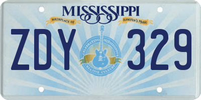 MS license plate ZDY329
