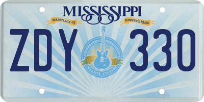 MS license plate ZDY330