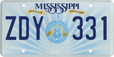 MS license plate ZDY331