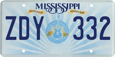 MS license plate ZDY332