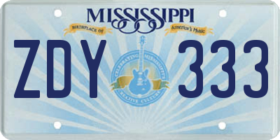 MS license plate ZDY333