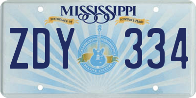 MS license plate ZDY334