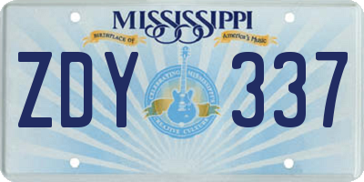 MS license plate ZDY337