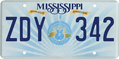 MS license plate ZDY342