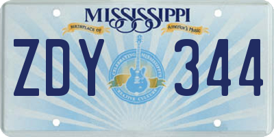 MS license plate ZDY344