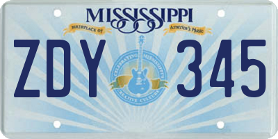 MS license plate ZDY345