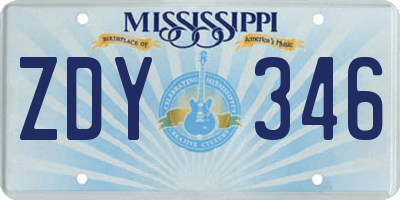 MS license plate ZDY346