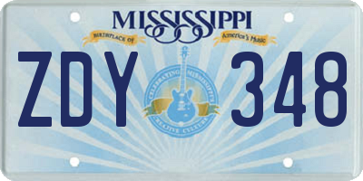 MS license plate ZDY348
