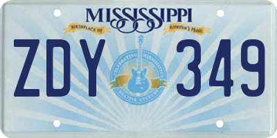 MS license plate ZDY349