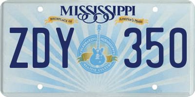 MS license plate ZDY350