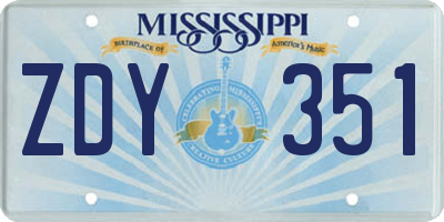 MS license plate ZDY351