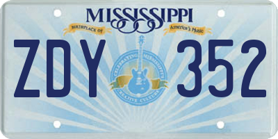 MS license plate ZDY352