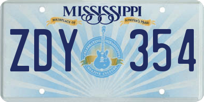 MS license plate ZDY354