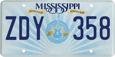 MS license plate ZDY358