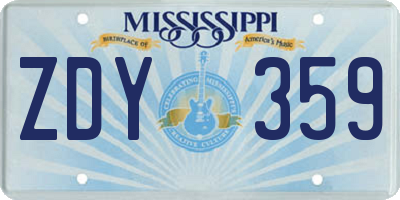 MS license plate ZDY359