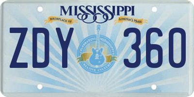 MS license plate ZDY360