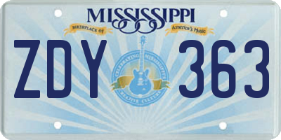 MS license plate ZDY363