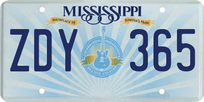 MS license plate ZDY365