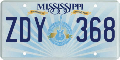 MS license plate ZDY368