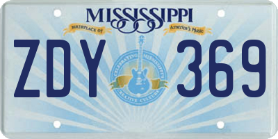 MS license plate ZDY369