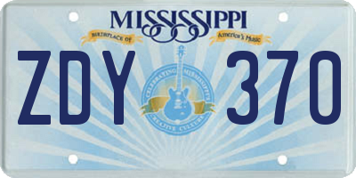 MS license plate ZDY370