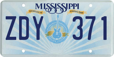 MS license plate ZDY371