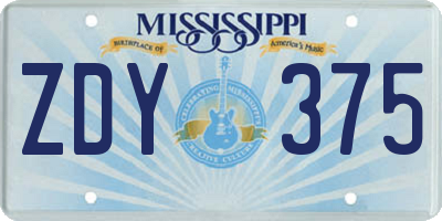 MS license plate ZDY375