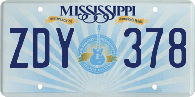 MS license plate ZDY378