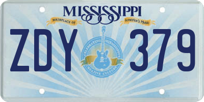 MS license plate ZDY379