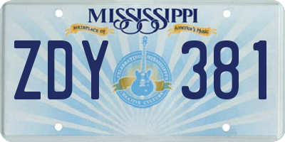 MS license plate ZDY381