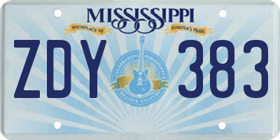MS license plate ZDY383