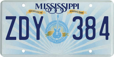 MS license plate ZDY384